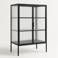 Armoire en Métal avec Portes en Verre Strié et Cadre Noir