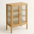 Armoire de rangement en bois avec portes en verre dépoli