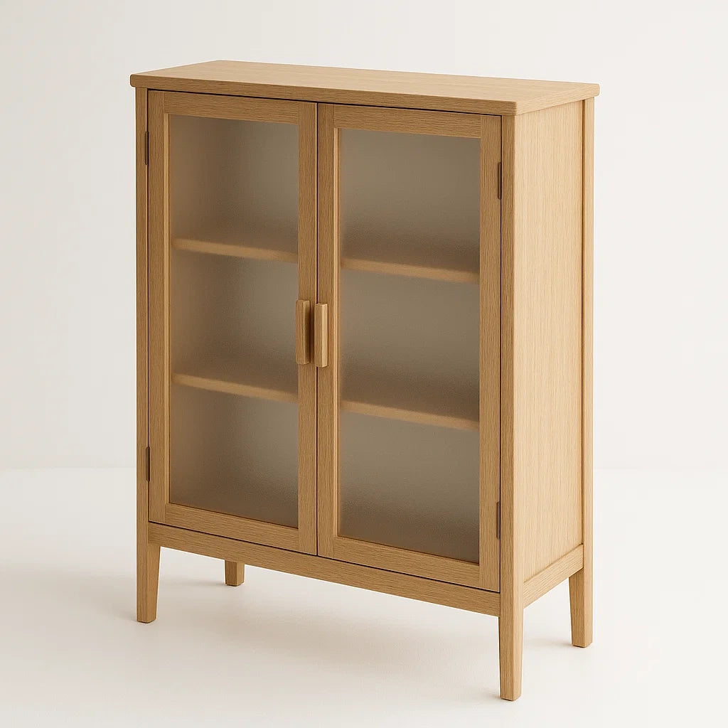 Buffet en bois avec portes en verre 90x35x120cm