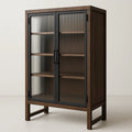 Armoire en Bois avec Portes en Verre Ondulé