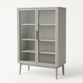 Vitrine en Métal avec Portes en Verre Strié Gris