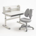 Bureau en MDF avec Chaise Réglable Blanc et Gris pour Enfants