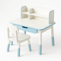 Ensemble Table et Chaise pour Enfants en Bois Blanc et Bleu
