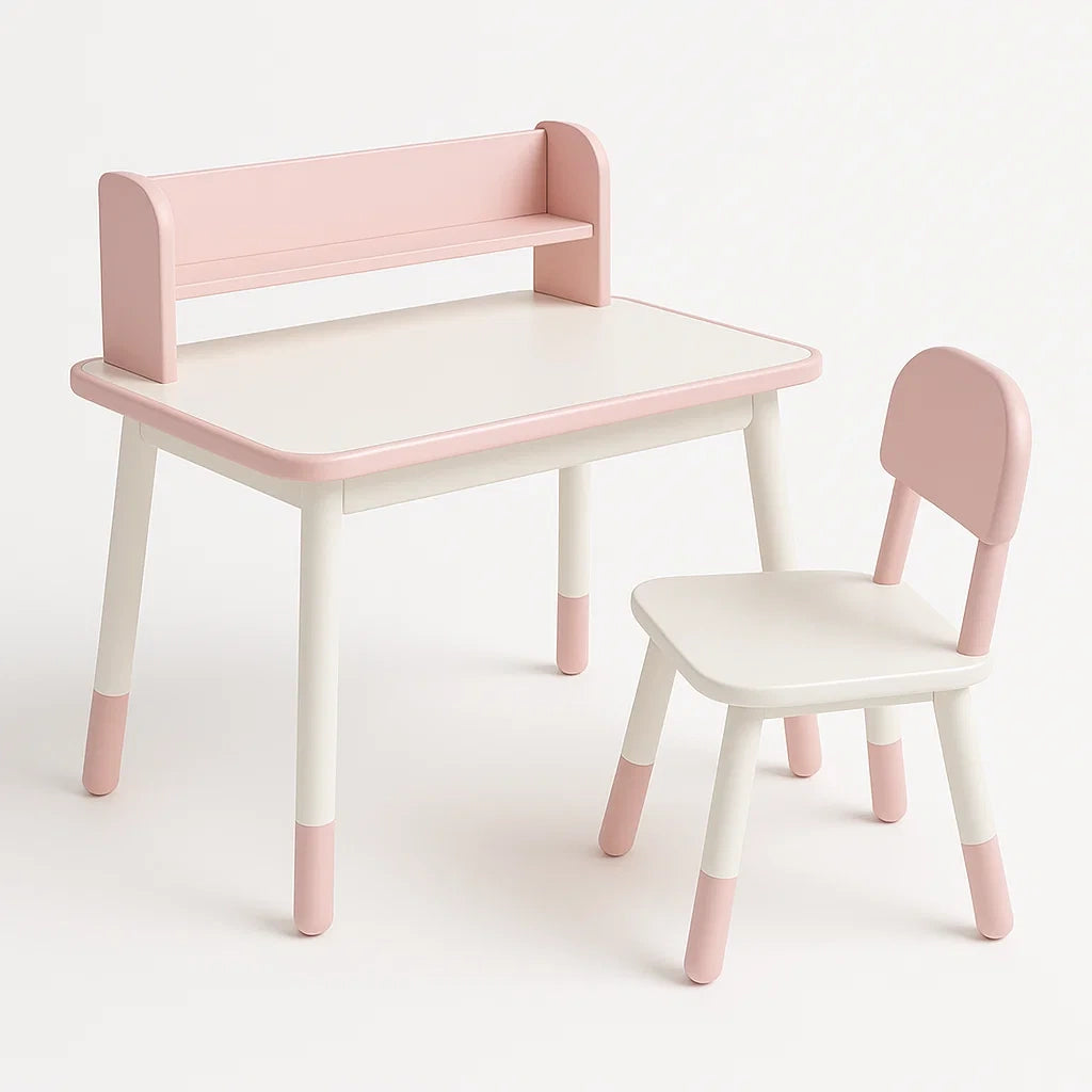Ensemble table et chaise enfant en MDF Blanc/Rose