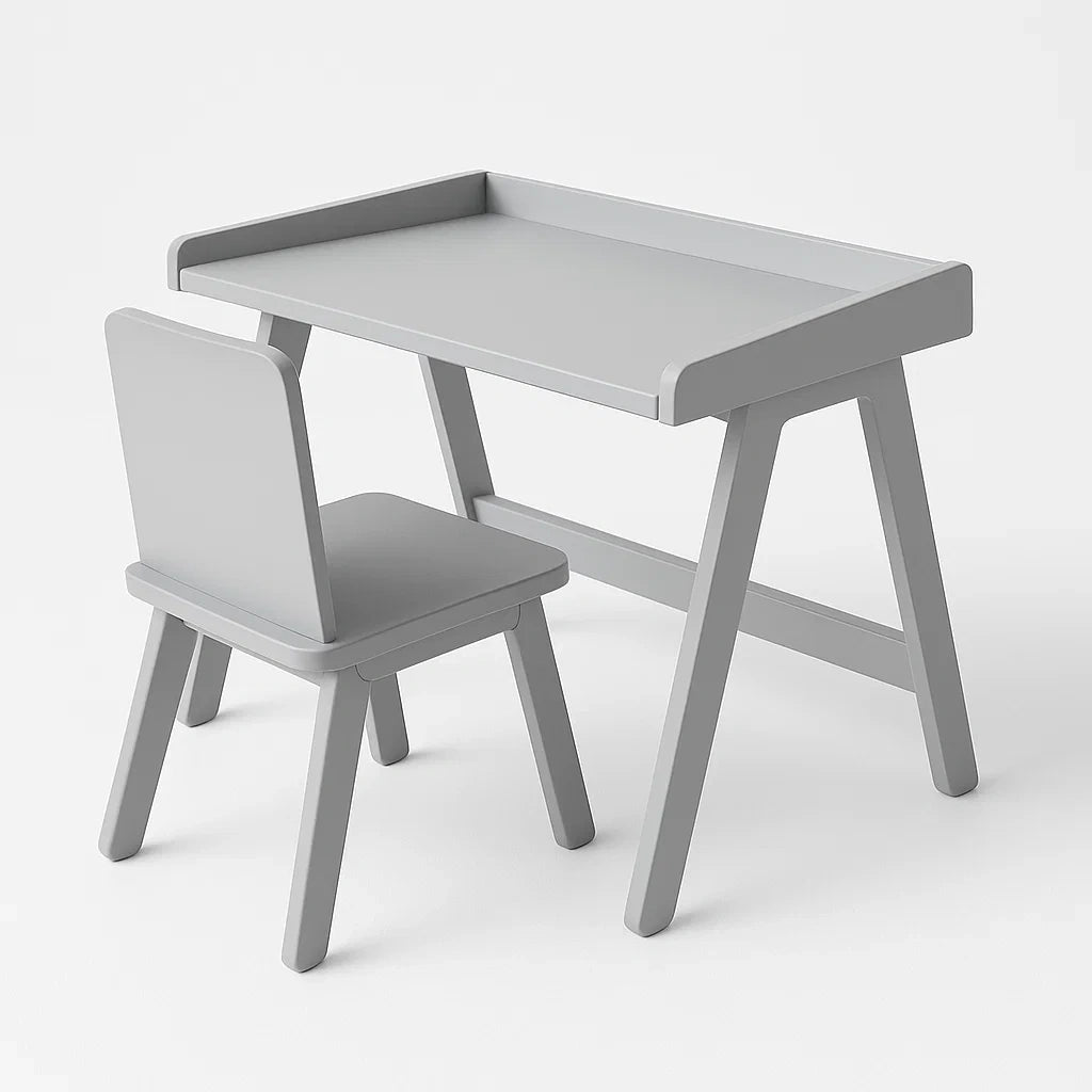 Bureau et chaise pour enfant en bois gris