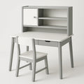 Bureau et Chaise Enfant en Bois Blanc/Gris avec Étagère