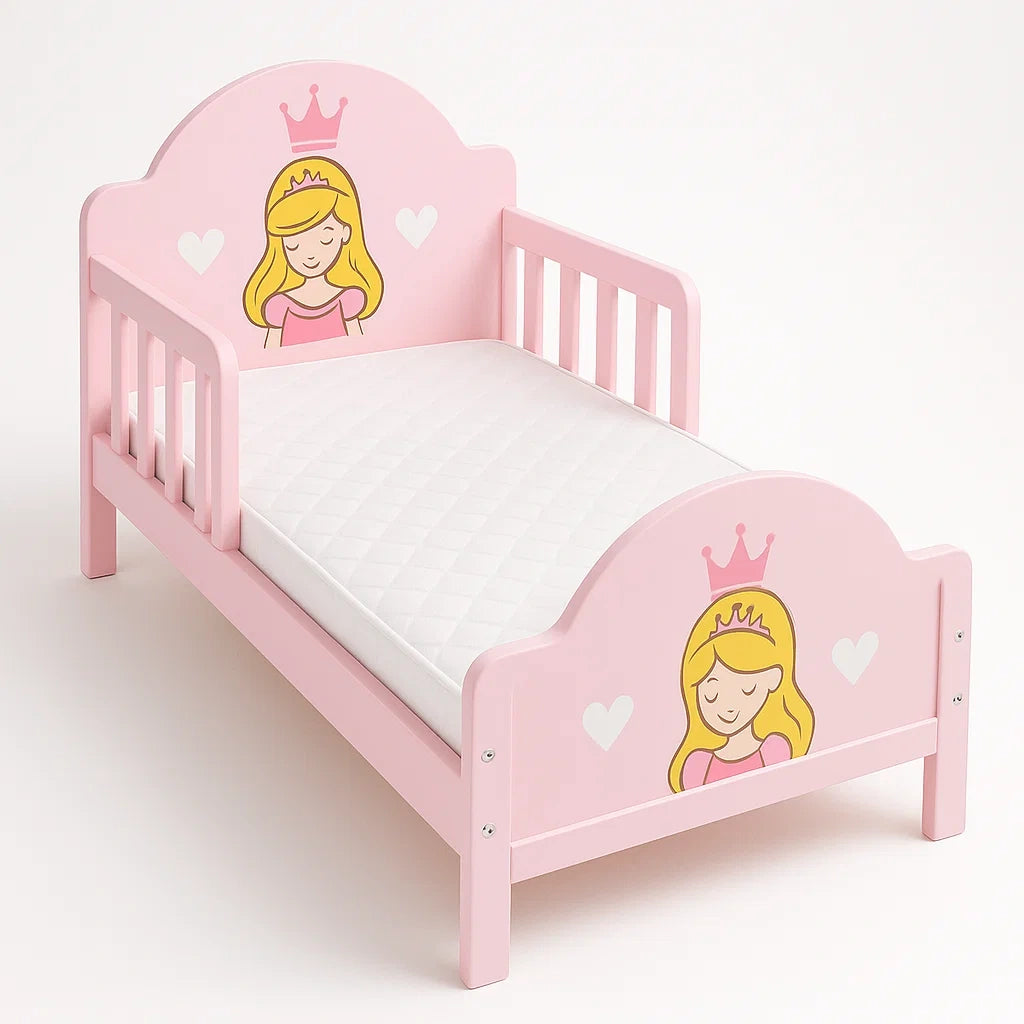 Lit enfant bois et matelas Rose 143x77x59 cm