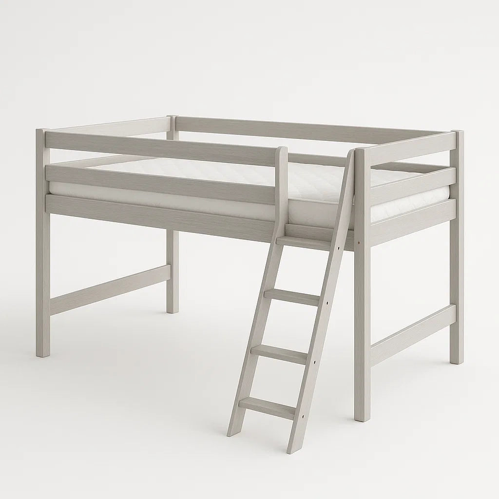 Lit Mezzanine en Bois avec Échelle Gris