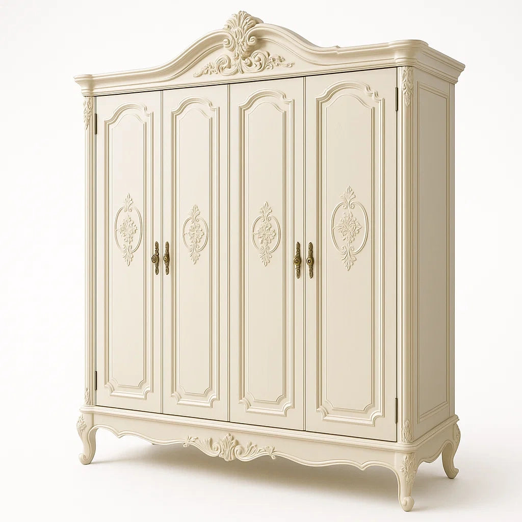 Armoire en Bois avec Détails Sculptés 4 Portes