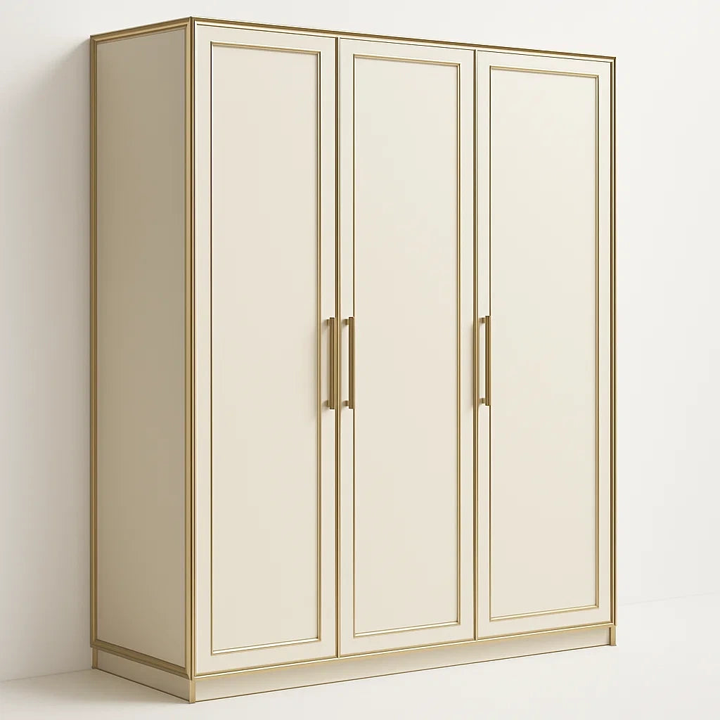 Armoire 3 Portes Bois et Métal Beige