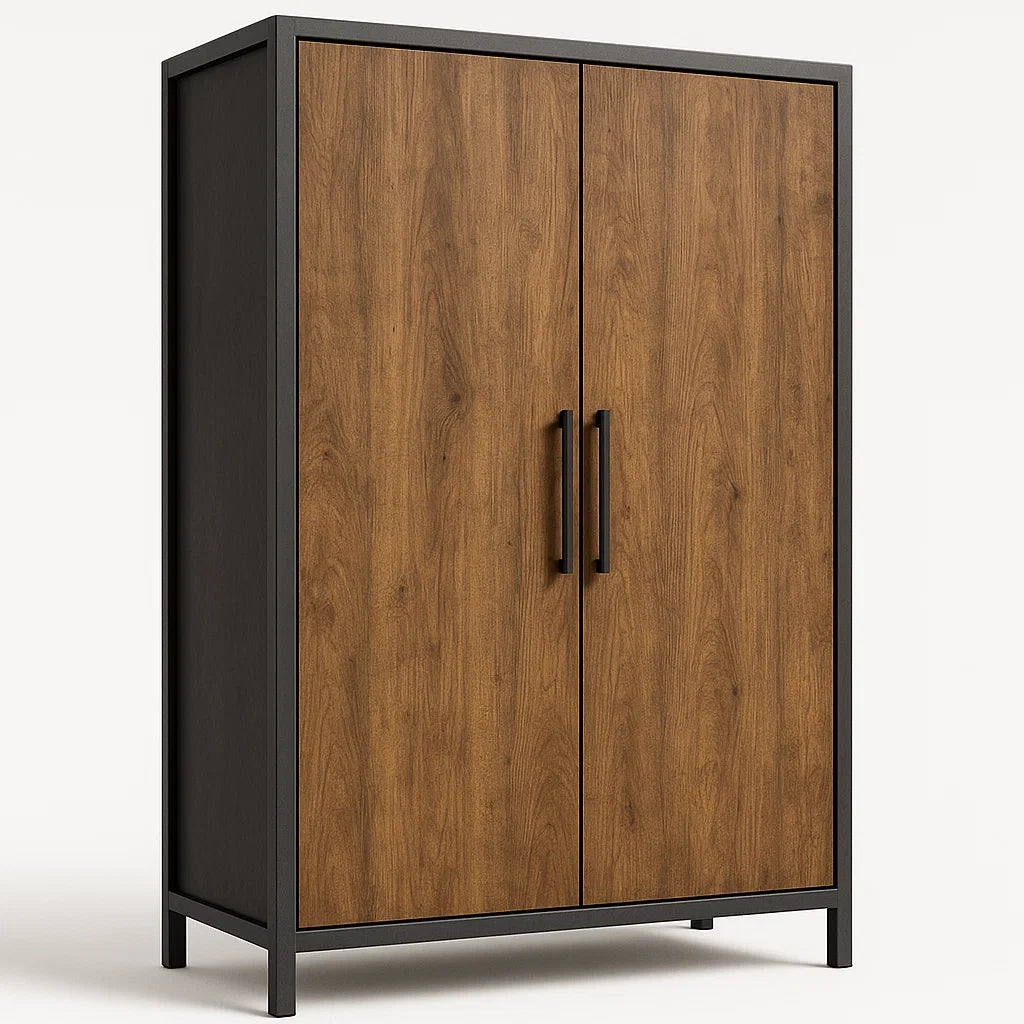 Armoire en bois et métal avec portes battantes 180x90x45 cm