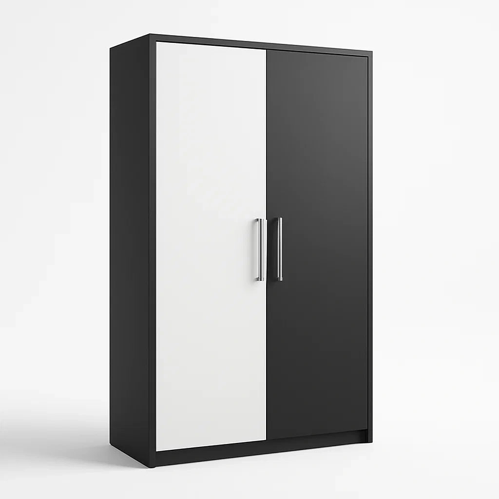 Armoire à deux portes en bois mélaminé Blanc/Noir