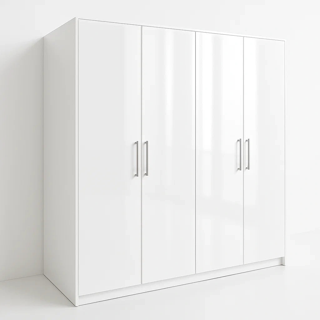 Armoire en MDF Blanc à 4 Portes 200x160x52 cm