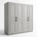 Armoire en Bois MDF Gris avec 4 Portes 200x180x60cm