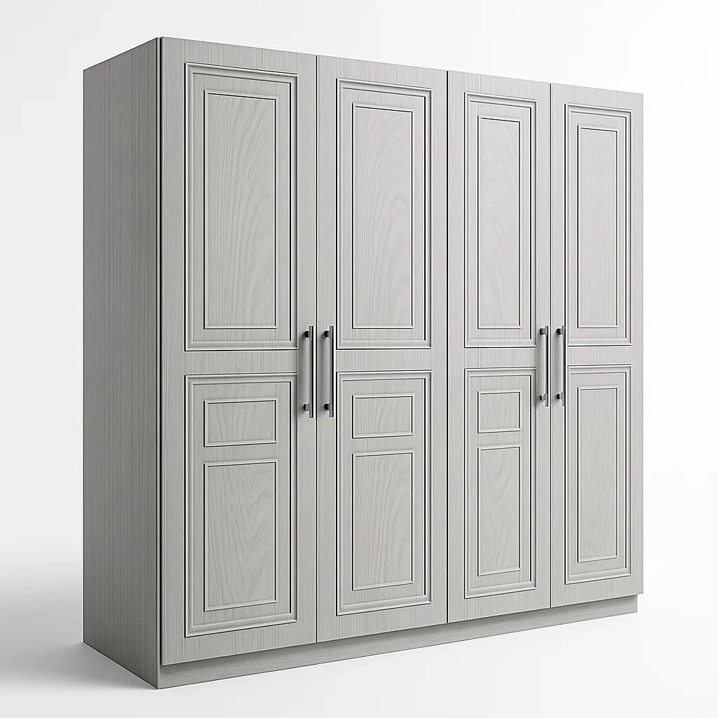 Armoire en Bois MDF Gris avec 4 Portes 200x180x60cm