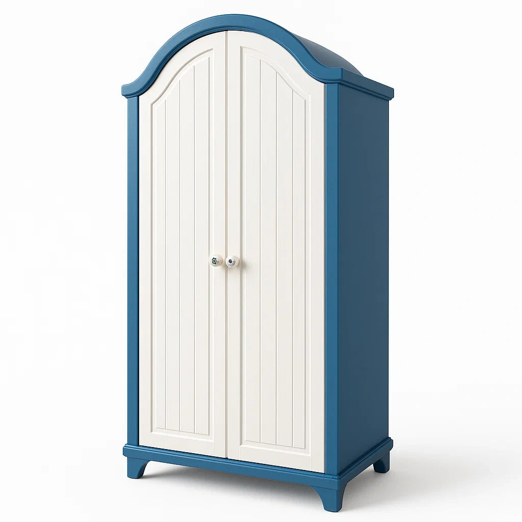 Armoire en bois avec deux portes bleu et blanc 180x75x50 cm